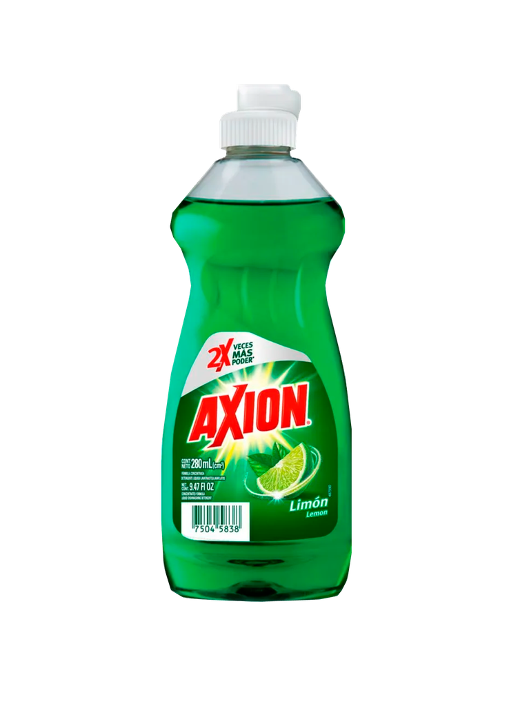 Detergente Limón  Líquido Para Platos  AXION 12 x 280 mL  