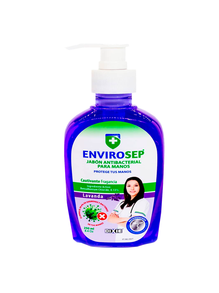 Jabón Antiséptico para Manos Lavanda ENVIROSEP 250 mL 8.4 oz 