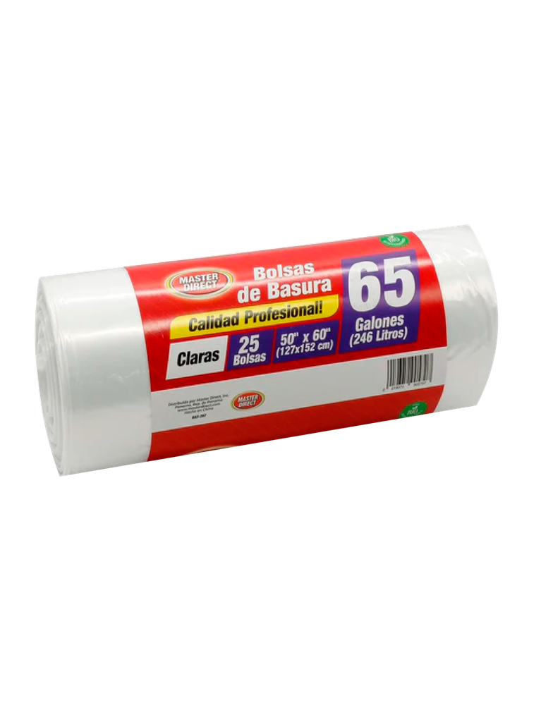 Bolsas de Basura Biodegradables en Rollos MASTERDIRECT 50" x 60" 65 gls 246 L