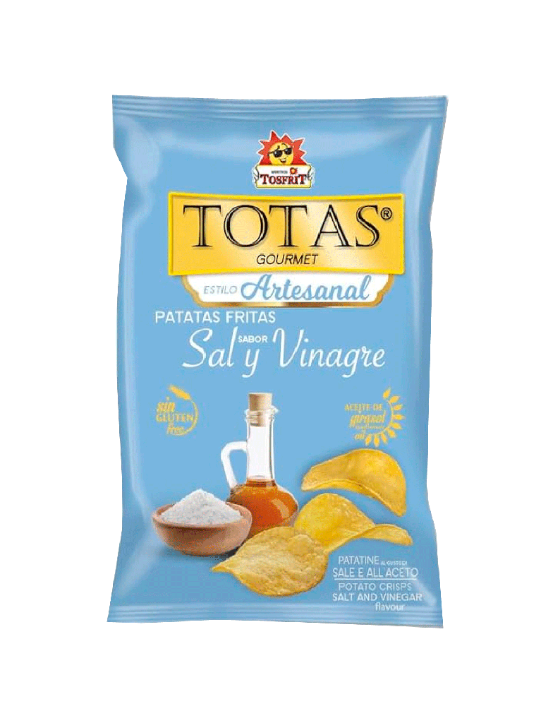 Salt and Vinegar Flavored Potato Chips TOTAS TOSFRIT 9 x 130 g